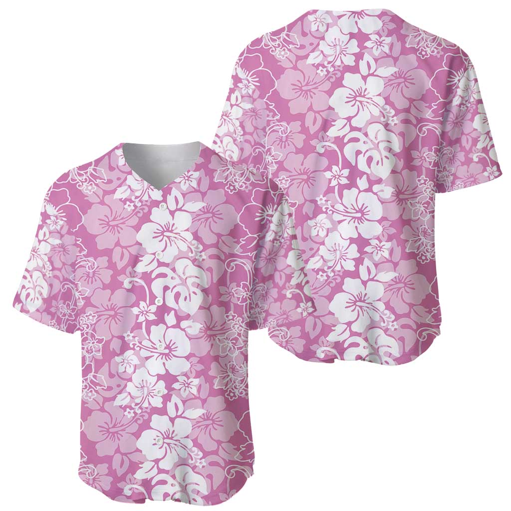 Hawaiian Lei Day Baseball Jersey Pink Hibiscus Flowers Lei Art