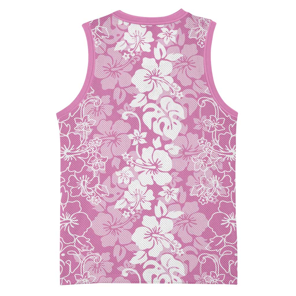 Hawaiian Lei Day Basketball Jersey Pink Hibiscus Flowers Lei Art - Polynesian Pride