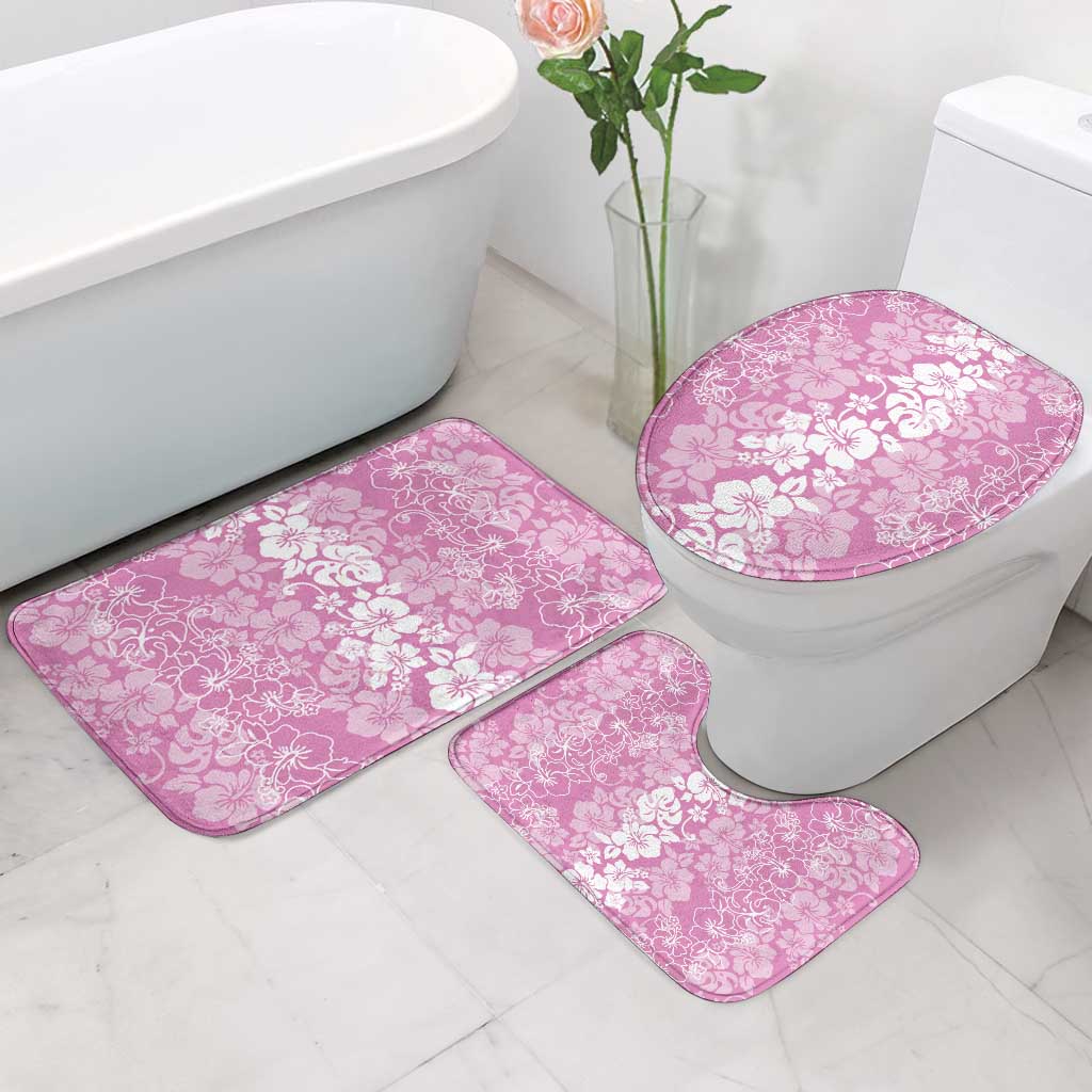 Hawaiian Lei Day Bathroom Set Pink Hibiscus Flowers Lei Art - Polynesian Pride