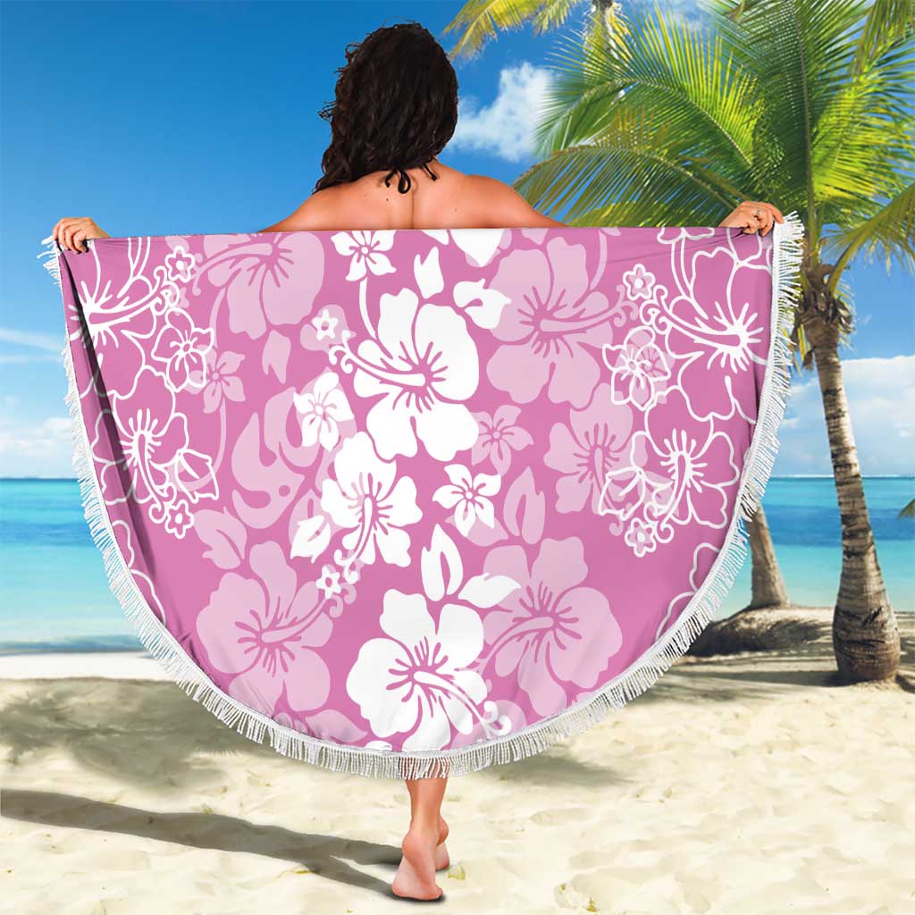 Hawaiian Lei Day Beach Blanket Pink Hibiscus Flowers Lei Art