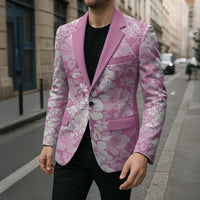 Hawaiian Lei Day Blazer Pink Hibiscus Flowers Lei Art - Polynesian Pride