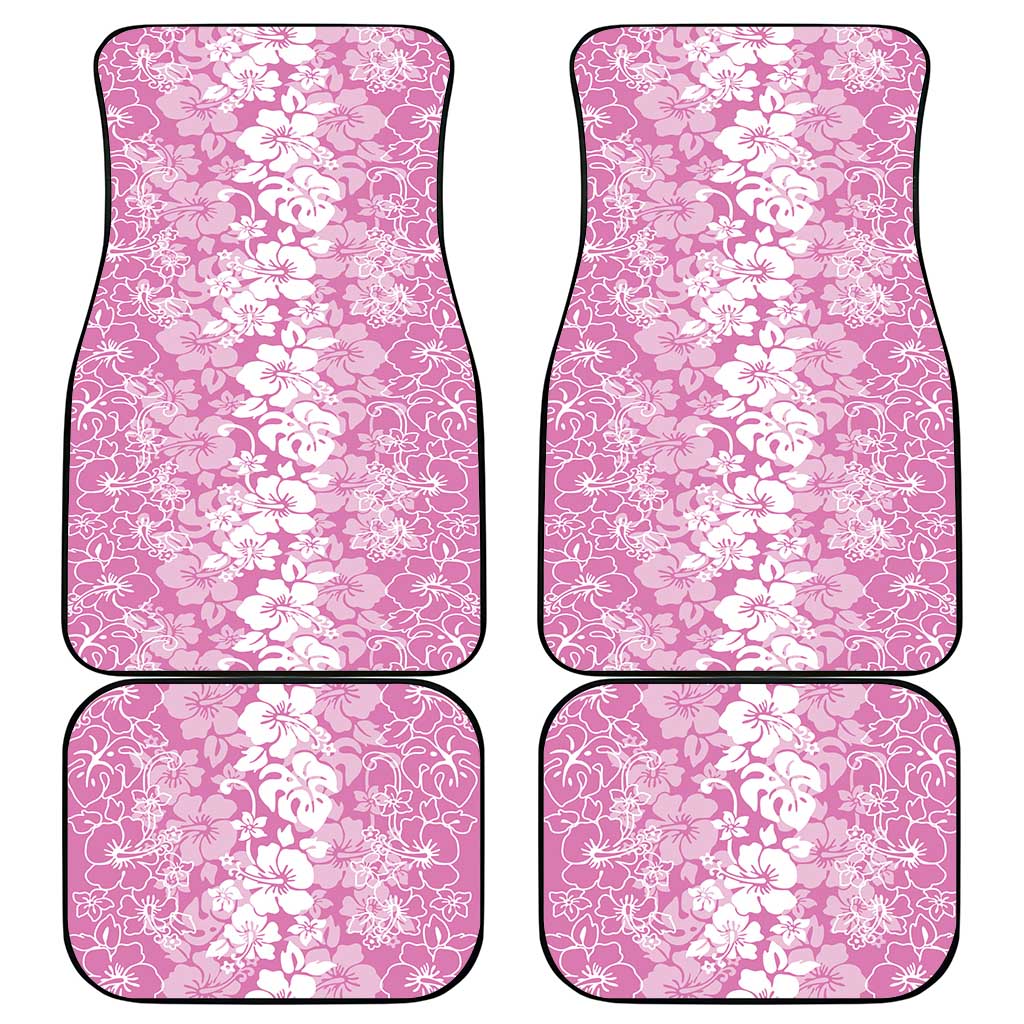 Hawaiian Lei Day Car Mats Pink Hibiscus Flowers Lei Art