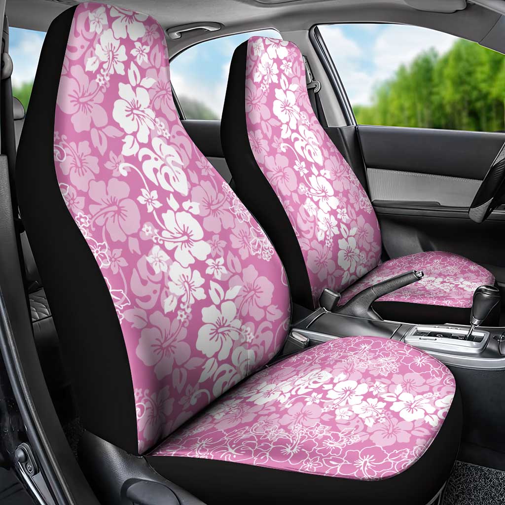 Hawaiian Lei Day Car Seat Cover Pink Hibiscus Flowers Lei Art