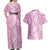 Hawaiian Lei Day Couples Matching Off Shoulder Maxi Dress and Hawaiian Shirt Pink Hibiscus Flowers Lei Art