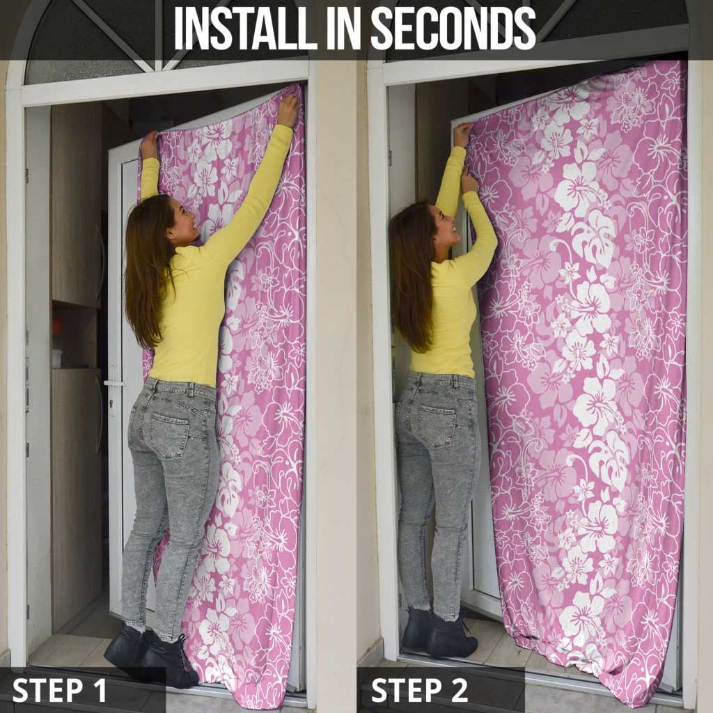 Hawaiian Lei Day Door Cover Pink Hibiscus Flowers Lei Art - Polynesian Pride