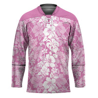 Hawaiian Lei Day Hockey Jersey Pink Hibiscus Flowers Lei Art - Polynesian Pride