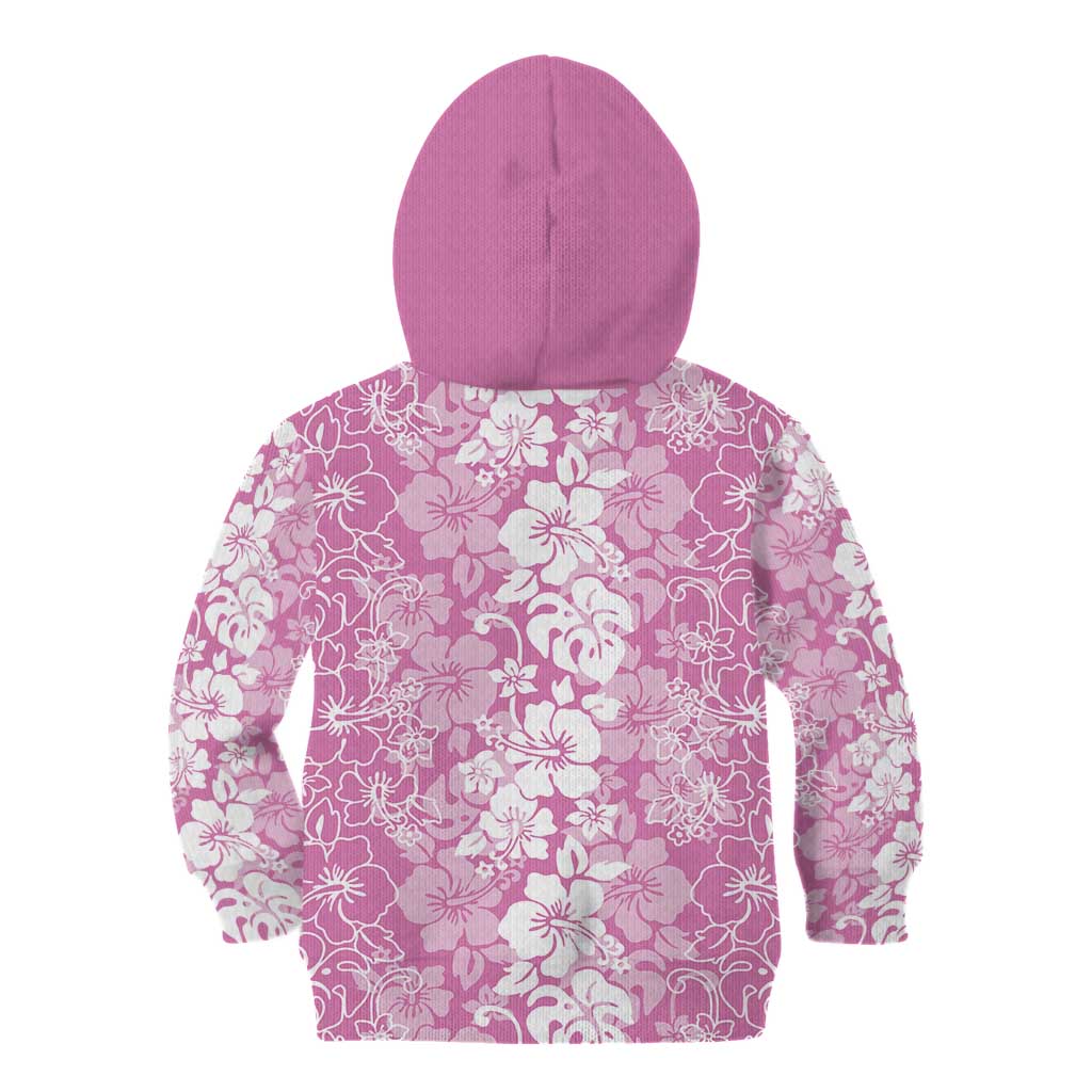 Hawaiian Lei Day Kid Hoodie Pink Hibiscus Flowers Lei Art