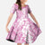 Hawaiian Lei Day Kid Short Sleeve Dress Pink Hibiscus Flowers Lei Art