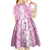 Hawaiian Lei Day Kid Short Sleeve Dress Pink Hibiscus Flowers Lei Art