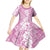 Hawaiian Lei Day Kid Short Sleeve Dress Pink Hibiscus Flowers Lei Art