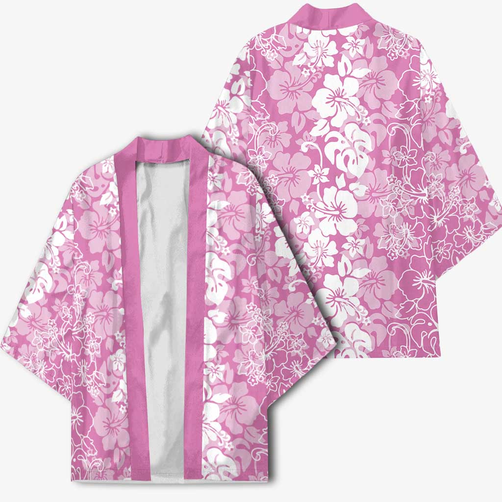 Hawaiian Lei Day Kimono Pink Hibiscus Flowers Lei Art - Polynesian Pride