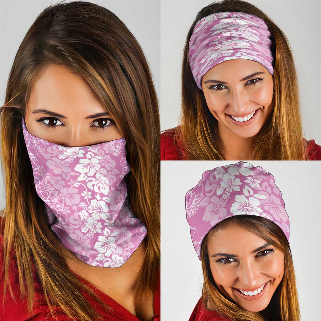 Hawaiian Lei Day Neck Gaiter Pink Hibiscus Flowers Lei Art - Polynesian Pride