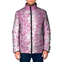 Hawaiian Lei Day Padded Jacket Pink Hibiscus Flowers Lei Art - Polynesian Pride