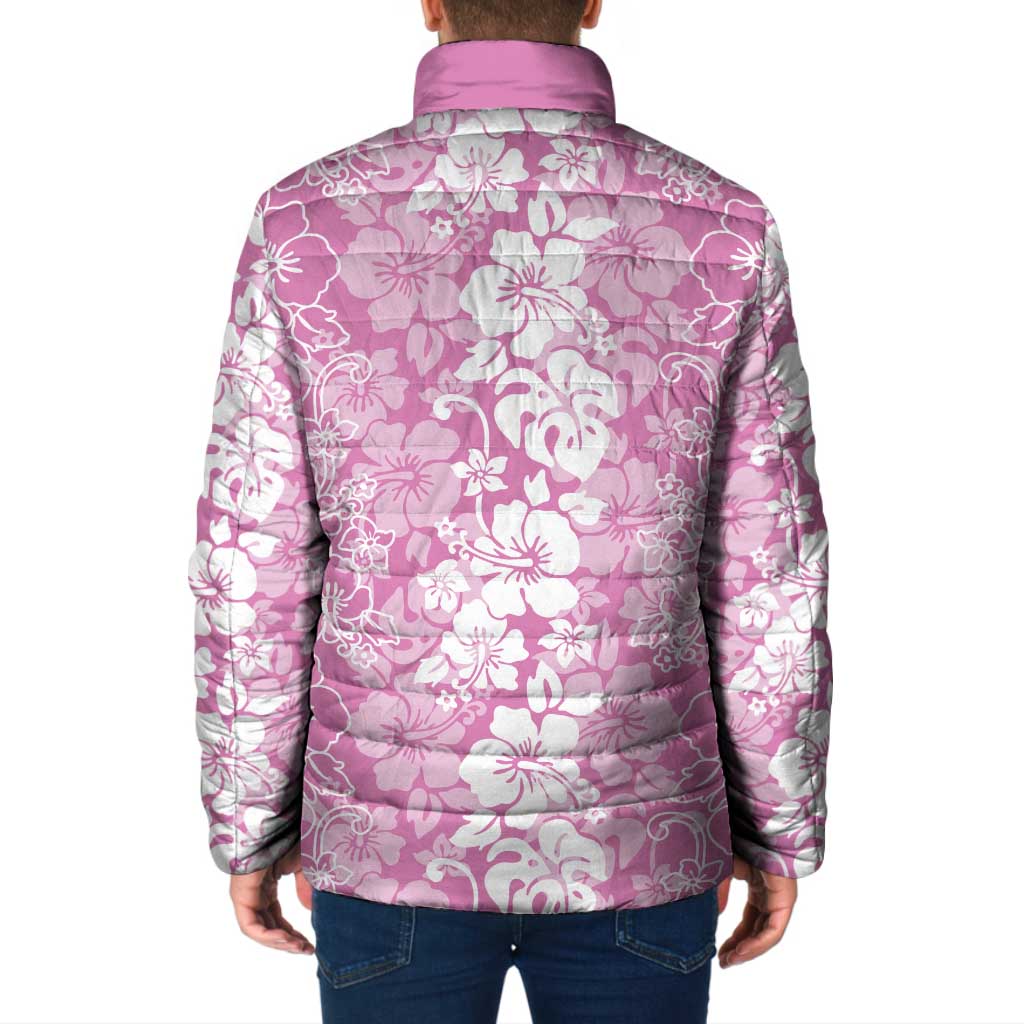 Hawaiian Lei Day Padded Jacket Pink Hibiscus Flowers Lei Art - Polynesian Pride