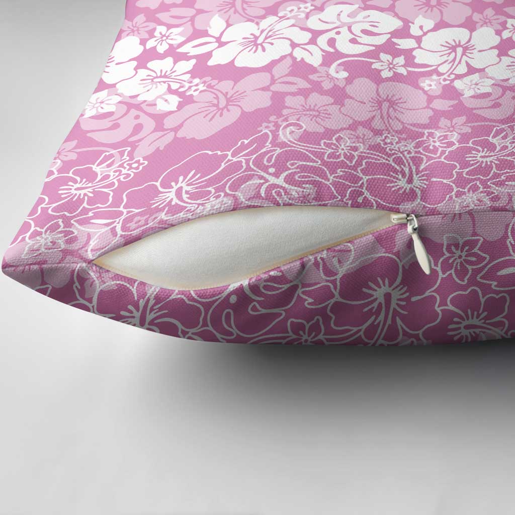 Hawaiian Lei Day Pillow Cover Pink Hibiscus Flowers Lei Art - Polynesian Pride