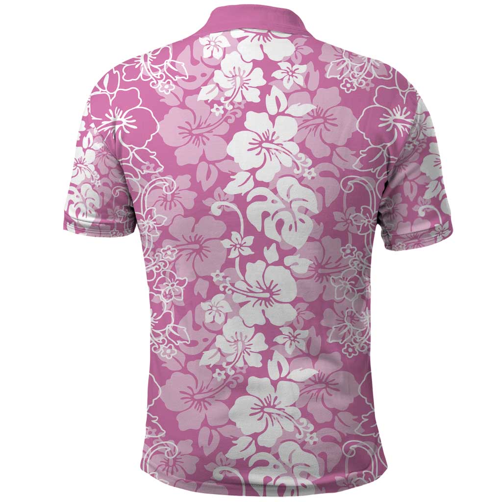Hawaiian Lei Day Polo Shirt Pink Hibiscus Flowers Lei Art