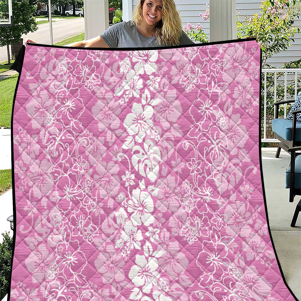 Hawaiian Lei Day Quilt Pink Hibiscus Flowers Lei Art