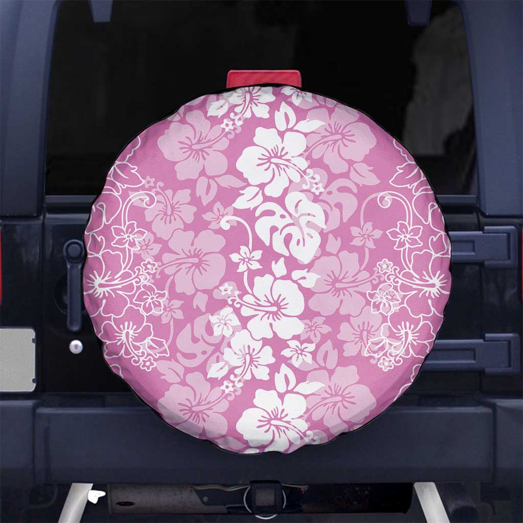 Hawaiian Lei Day Spare Tire Cover Pink Hibiscus Flowers Lei Art