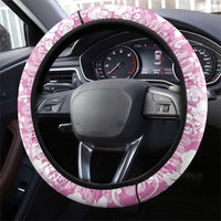 Hawaiian Lei Day Steering Wheel Cover Pink Hibiscus Flowers Lei Art