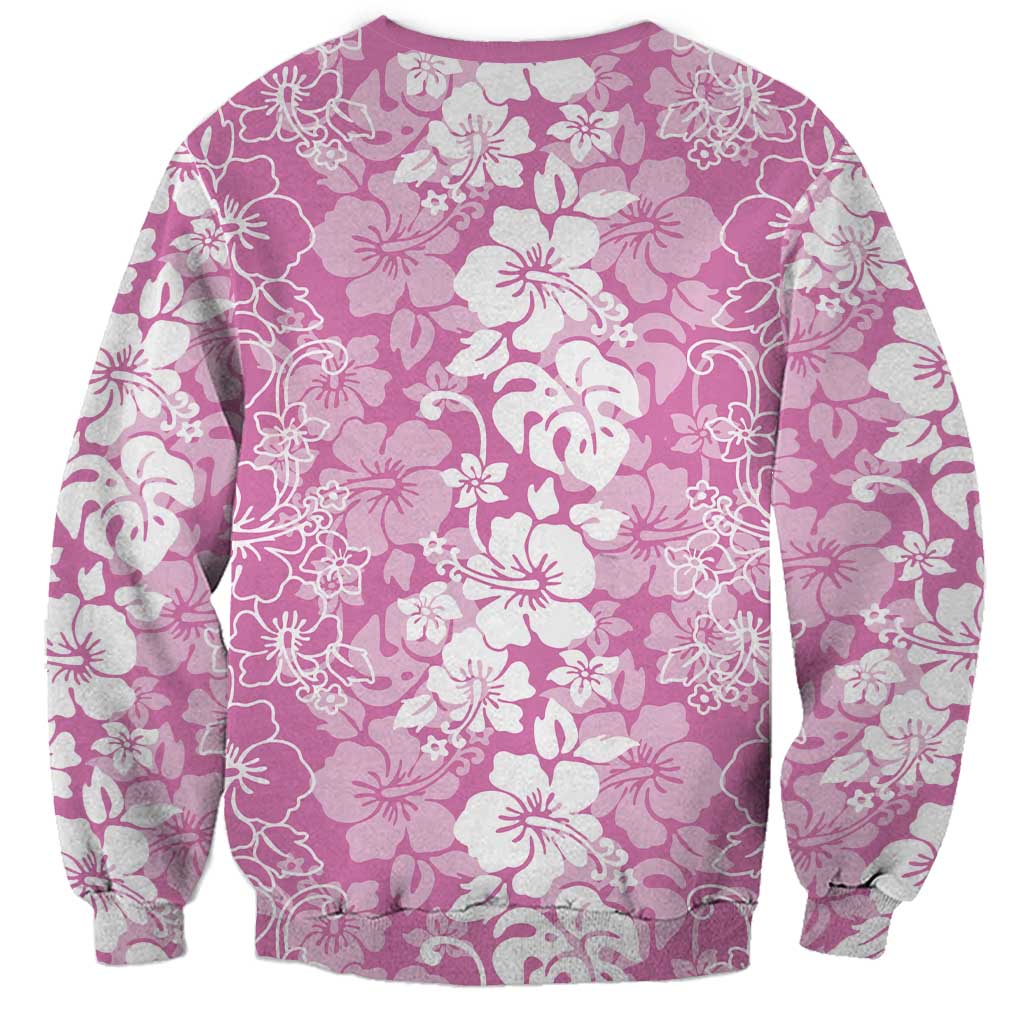 Hawaiian Lei Day Sweatshirt Pink Hibiscus Flowers Lei Art