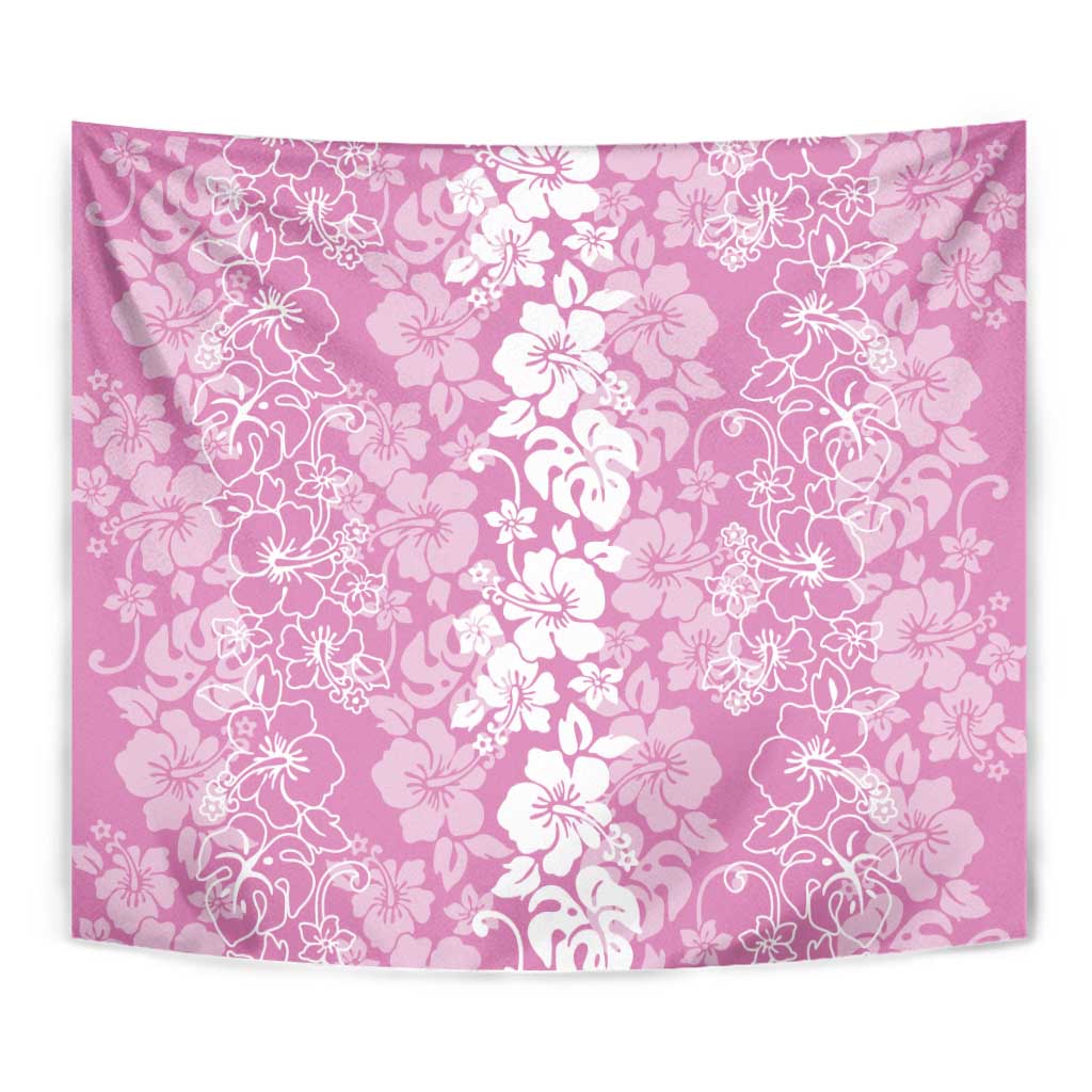 Hawaiian Lei Day Tapestry Pink Hibiscus Flowers Lei Art