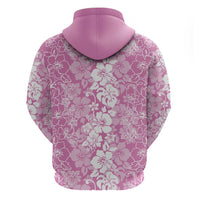 Hawaiian Lei Day Zip Hoodie Pink Hibiscus Flowers Lei Art