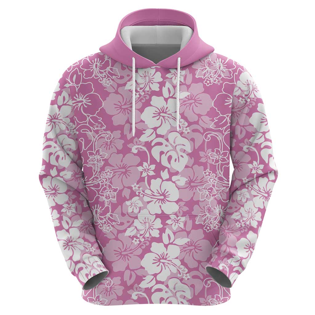 Hawaiian Lei Day Zip Hoodie Pink Hibiscus Flowers Lei Art