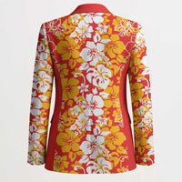 Hawaiian Lei Day Blazer Red Hibiscus Flowers Lei Art - Polynesian Pride
