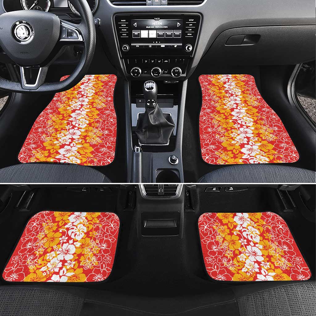 Hawaiian Lei Day Car Mats Red Hibiscus Flowers Lei Art