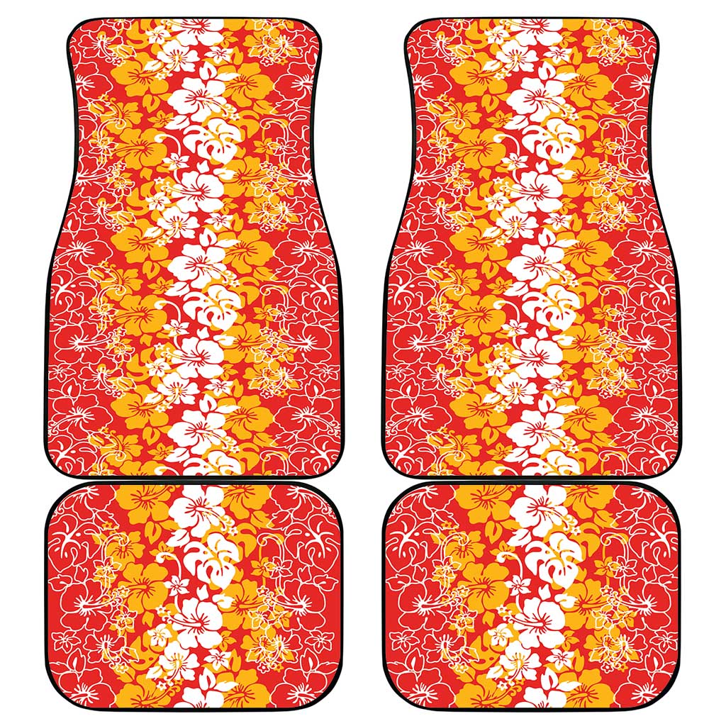 Hawaiian Lei Day Car Mats Red Hibiscus Flowers Lei Art