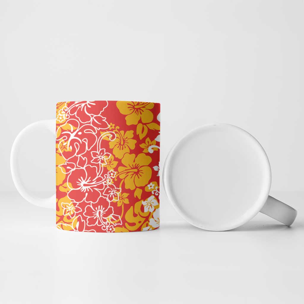 Hawaiian Lei Day Ceramic Mug Red Hibiscus Flowers Lei Art - Polynesian Pride