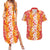 Hawaiian Lei Day Couples Matching Summer Maxi Dress and Hawaiian Shirt Red Hibiscus Flowers Lei Art