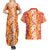 Hawaiian Lei Day Couples Matching Summer Maxi Dress and Hawaiian Shirt Red Hibiscus Flowers Lei Art