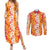 Hawaiian Lei Day Couples Matching Summer Maxi Dress and Long Sleeve Button Shirt Red Hibiscus Flowers Lei Art