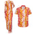 Hawaiian Lei Day Couples Matching Tank Maxi Dress and Hawaiian Shirt Red Hibiscus Flowers Lei Art