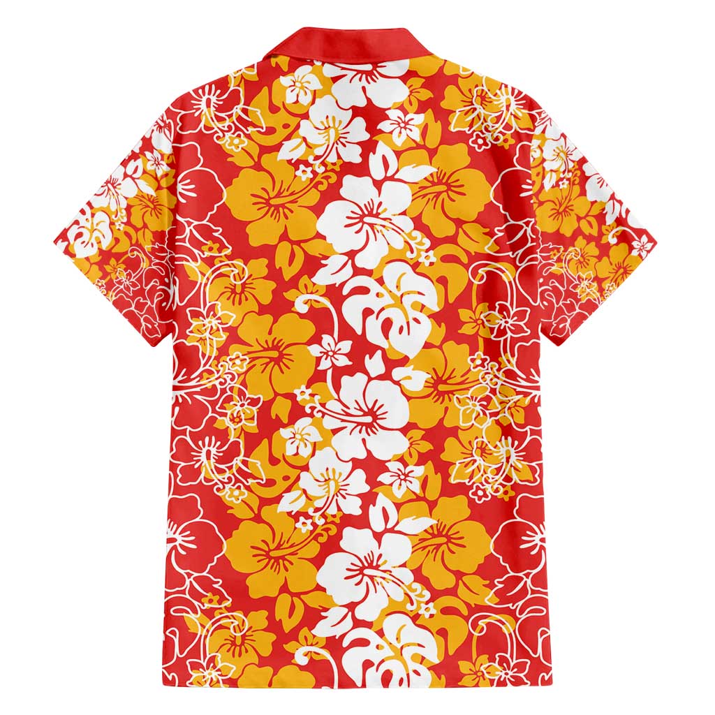Hawaiian Lei Day Family Matching Puletasi and Hawaiian Shirt Red Hibiscus Flowers Lei Art