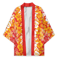 Hawaiian Lei Day Kimono Red Hibiscus Flowers Lei Art - Polynesian Pride