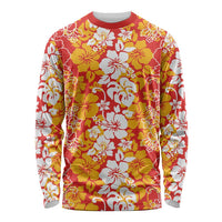 Hawaiian Lei Day Long Sleeve Shirt Red Hibiscus Flowers Lei Art