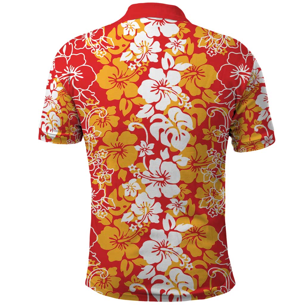 Hawaiian Lei Day Polo Shirt Red Hibiscus Flowers Lei Art