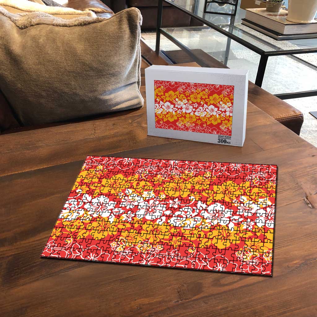 Hawaiian Lei Day Puzzle Red Hibiscus Flowers Lei Art - Polynesian Pride