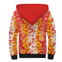 Hawaiian Lei Day Sherpa Hoodie Red Hibiscus Flowers Lei Art LT9 - Polynesian Pride