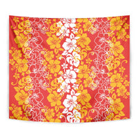 Hawaiian Lei Day Tapestry Red Hibiscus Flowers Lei Art