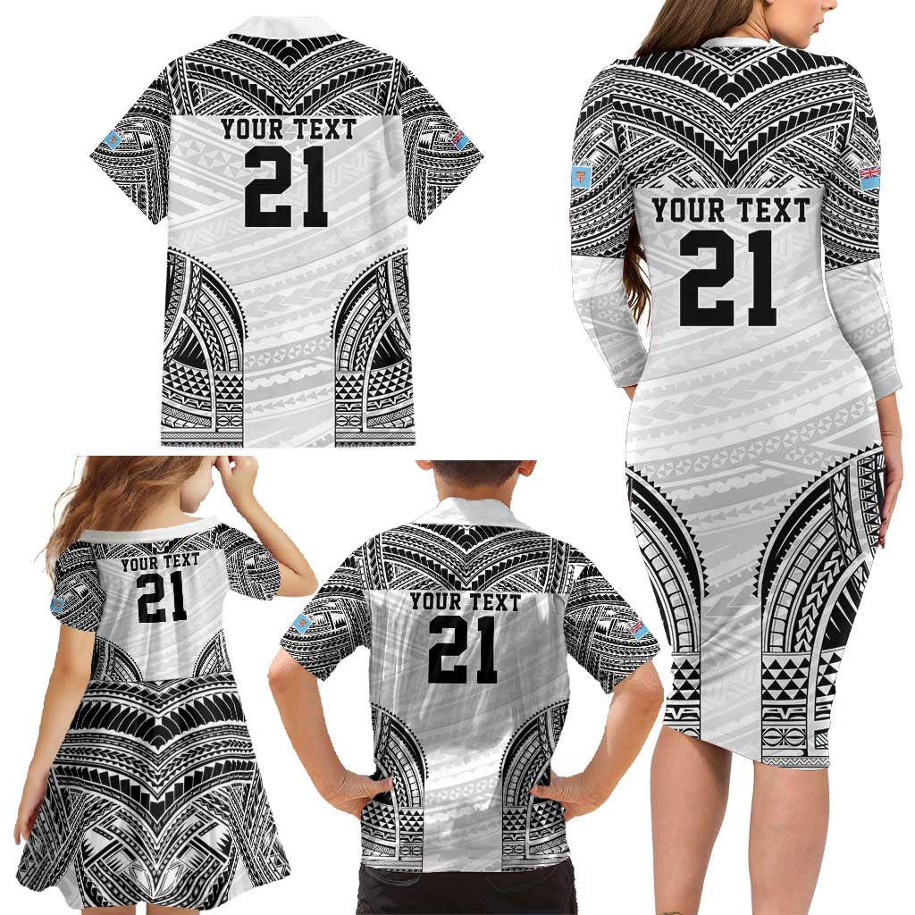 Flying Fijians Pacific Fiji Rugby Custom Family Matching Long Sleeve Bodycon Dress and Hawaiian Shirt Polynesian Pattern