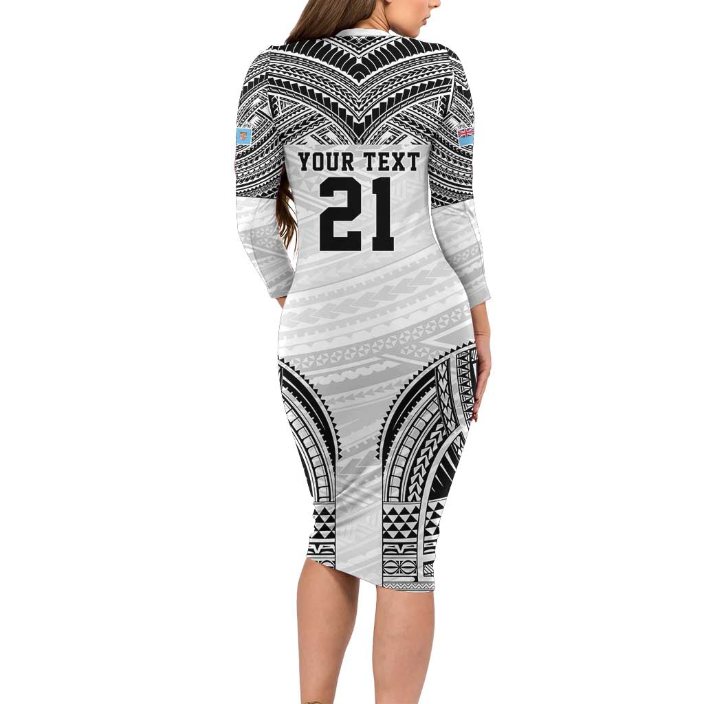 Flying Fijians Pacific Fiji Rugby Custom Family Matching Long Sleeve Bodycon Dress and Hawaiian Shirt Polynesian Pattern