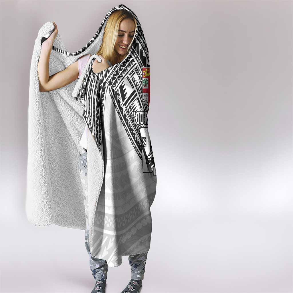 Flying Fijians Pacific Fiji Rugby Custom Hooded Blanket Polynesian Pattern