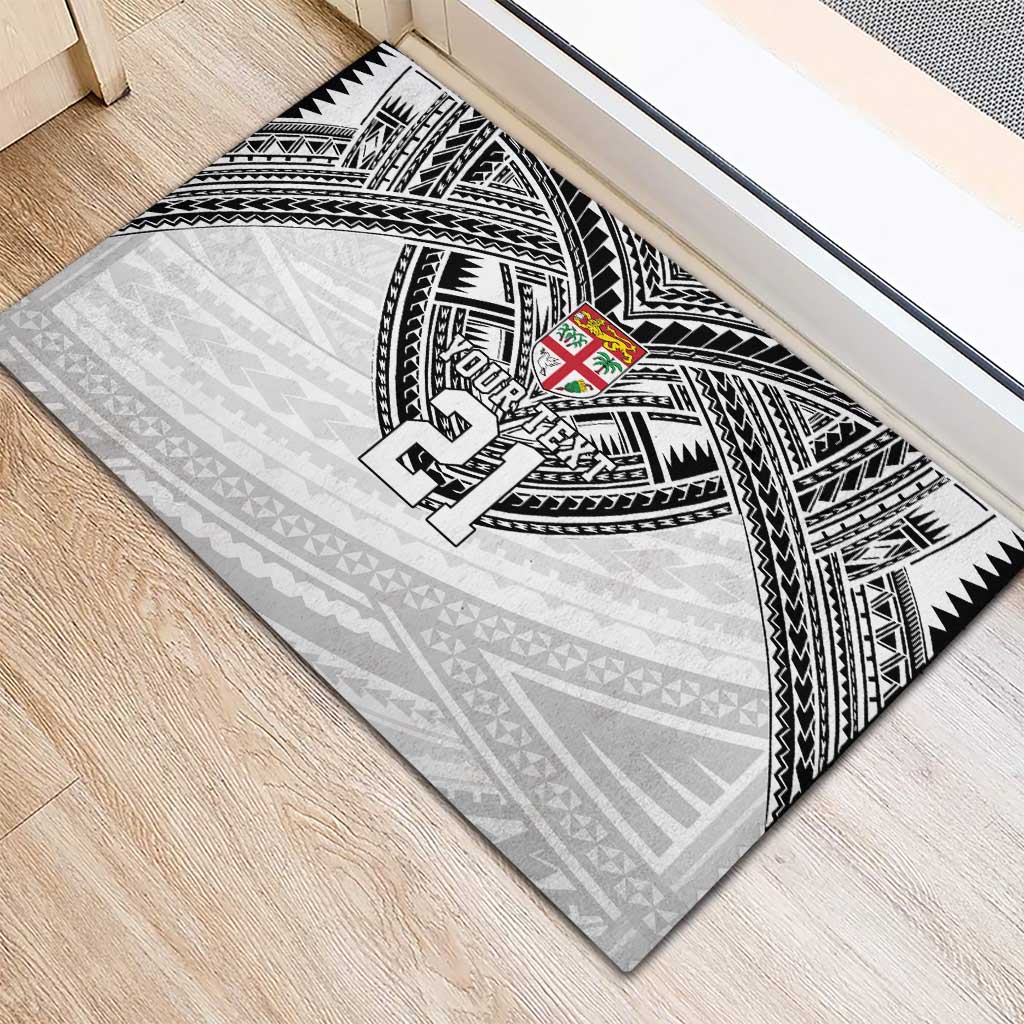 Flying Fijians Pacific Fiji Rugby Custom Rubber Doormat Polynesian Pattern