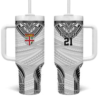 Flying Fijians Pacific Fiji Rugby Custom Tumbler With Handle Polynesian Pattern