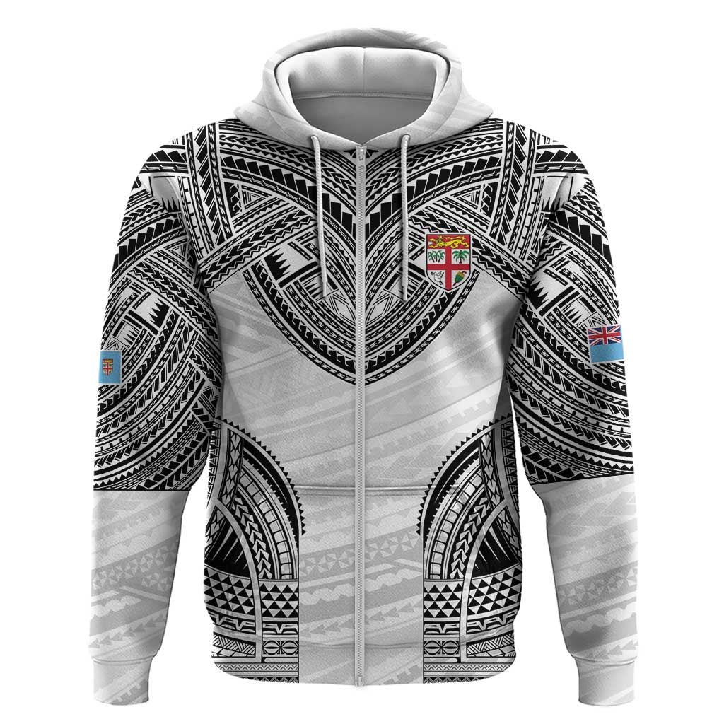 Flying Fijians Pacific Fiji Rugby Custom Zip Hoodie Polynesian Pattern