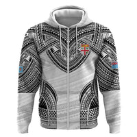 Flying Fijians Pacific Fiji Rugby Custom Zip Hoodie Polynesian Pattern