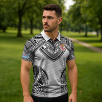 Flying Fijians Pacific Fiji Rugby Custom Zipper Polo Shirt Polynesian Pattern - Polynesian Pride